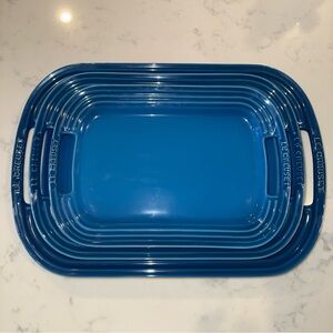 Le Creuset Stoneware serving platters Marseille Blue as a set